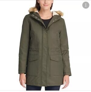 Levis Hooded faux fur trim fishtale parka jacket size medium